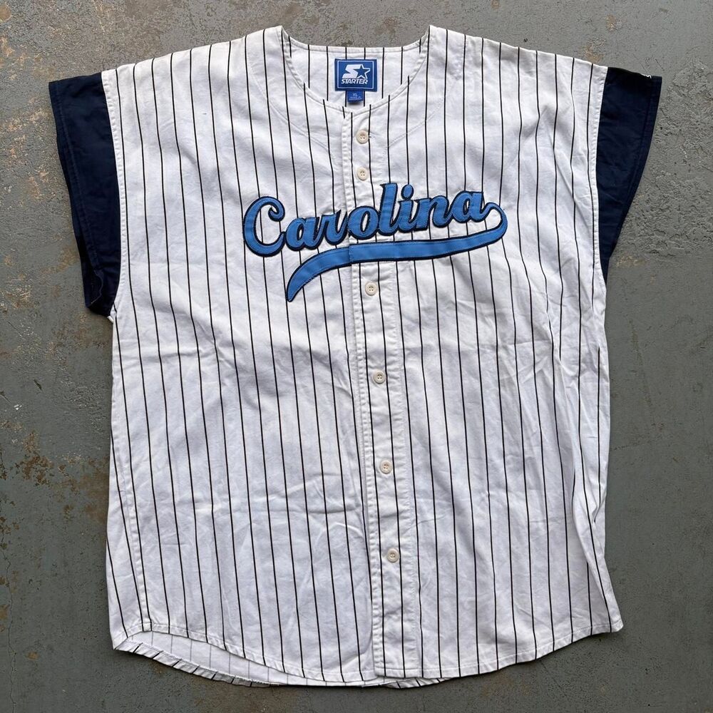 Vintage 90s Starter Carolina Pinstripe Jersey with Classic Embroidered Script